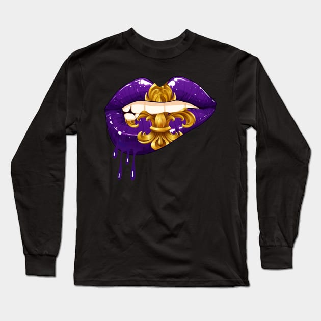 Mardi Gras Lips Long Sleeve T-Shirt by TeddyTees